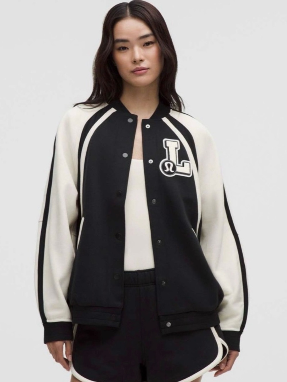 Lululemon Varsity Jacket Black White Athletic Jacket
